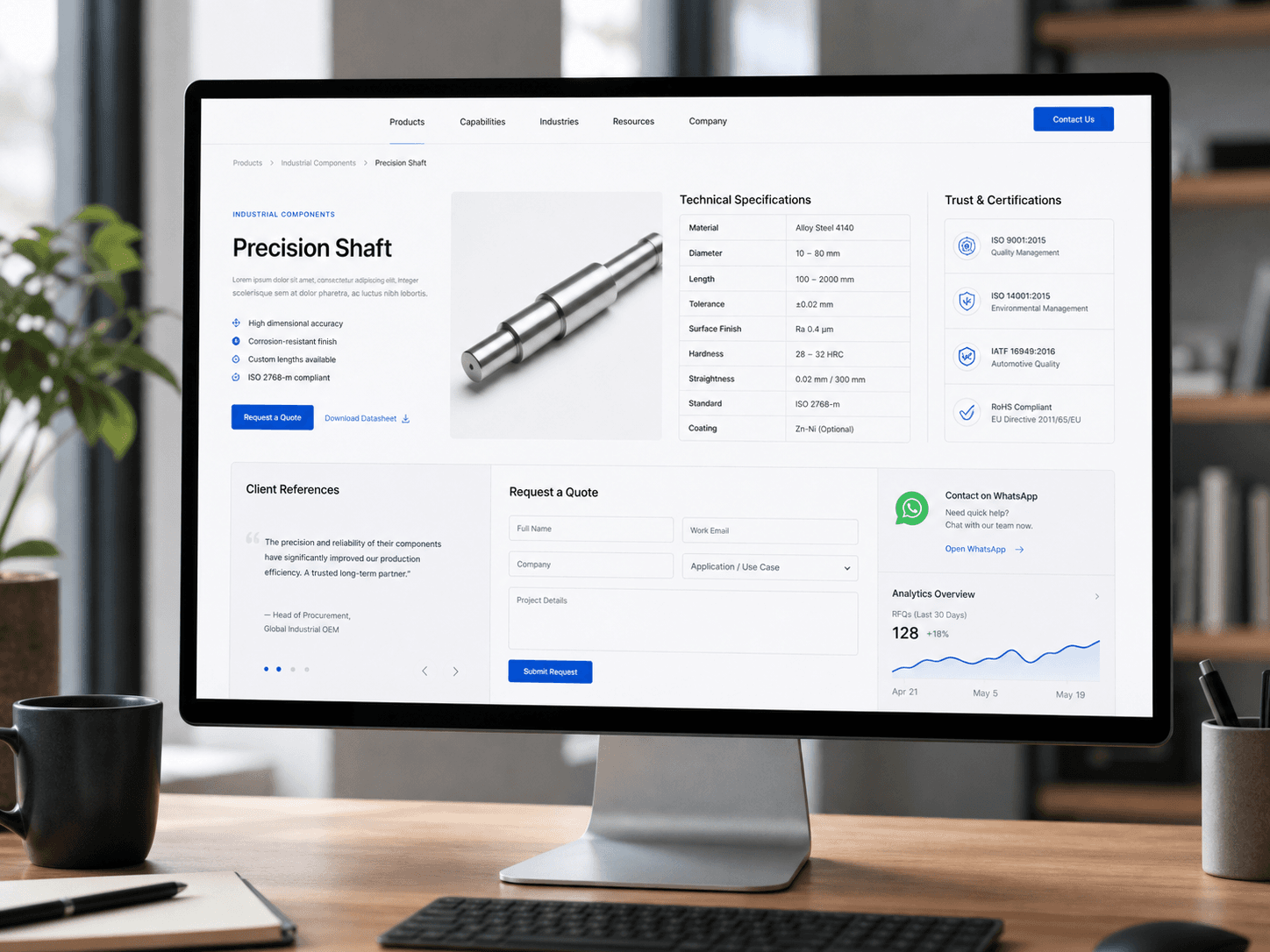 Satış sistemi için modern B2B web arayüzü örneği
